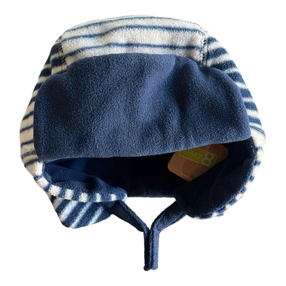 NWT Youth Boys Crazy 8 Warm Ears Cozy Fleece Striped Winter Hat - Sz L 10-14